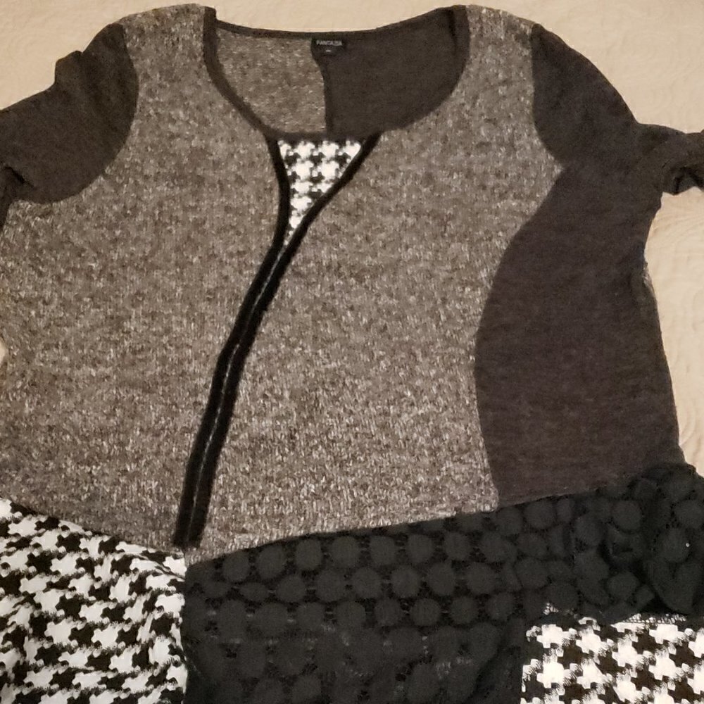 FANTAZIA Black Mixed Materials Dress